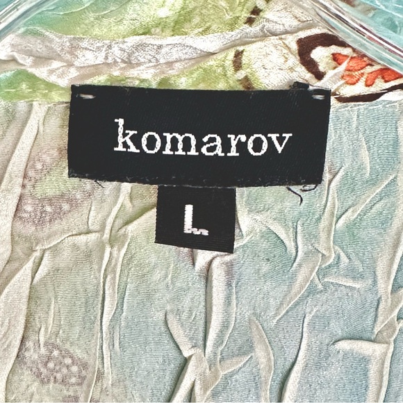 Komarov Blue Green Ivory Orange Long Sleeve Blouse Size Large. - Picture 4 of 5